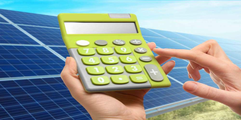 Solar panels and a calculator
